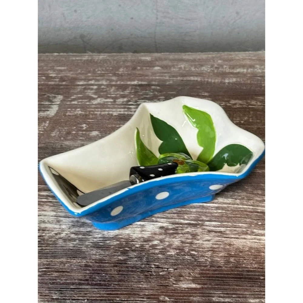 Vintage Mainstreet Collection Hand Painted‎ Palm Tree Cheese Server Set